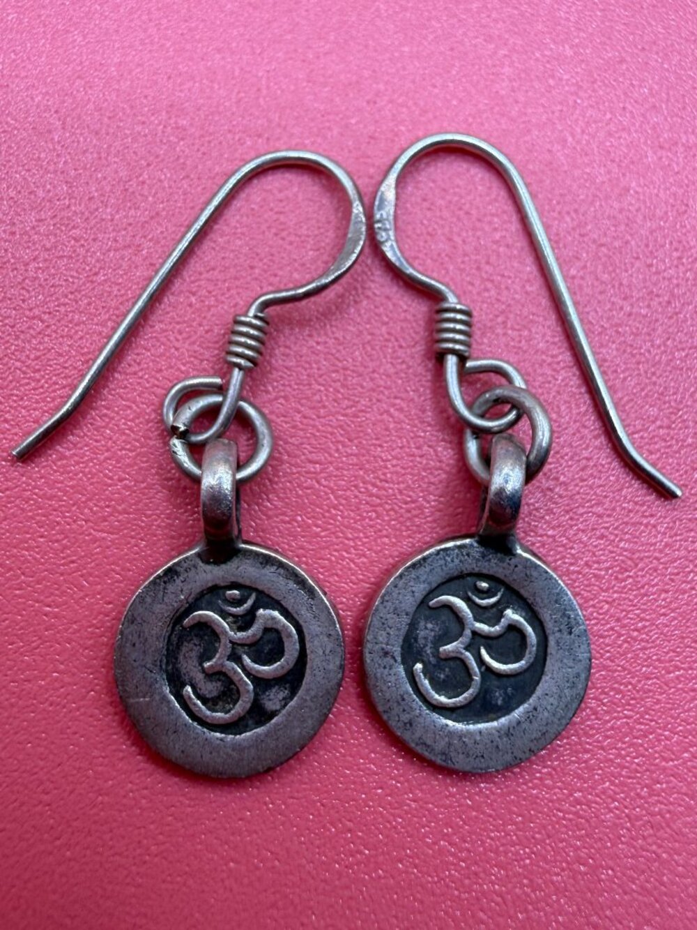 Sterling Silver OM Symbol Earrings